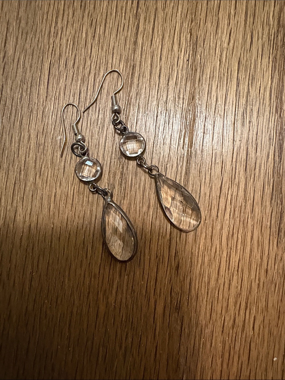 Crystal Teardrop Dangle Earrings - Clear
